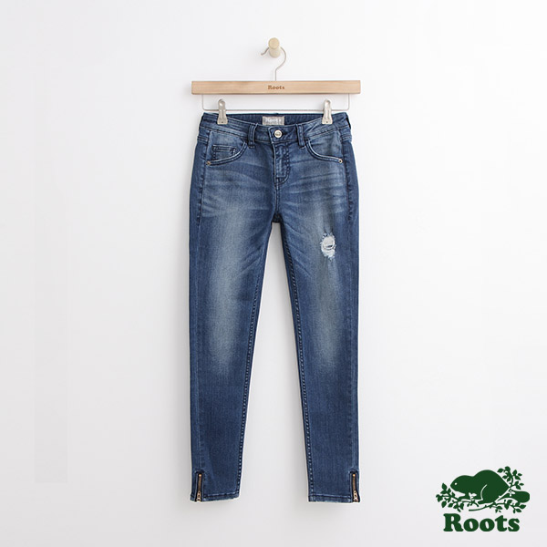 Roots -女裝- DENIM - 九分修身褲 - 藍