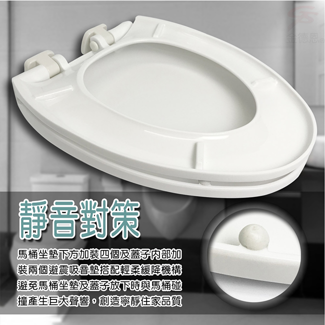 金德恩 台灣製造專利款 TOTO/HCG通用型加長48cm靜音緩降式馬桶蓋 (兩色)