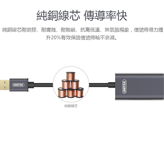 UNITEK 優越者USB2.0信號放大延長線(20M)