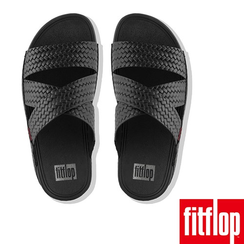 FitFlop CHI TMSLIDES IN WOVEN EMBOSSED 黑