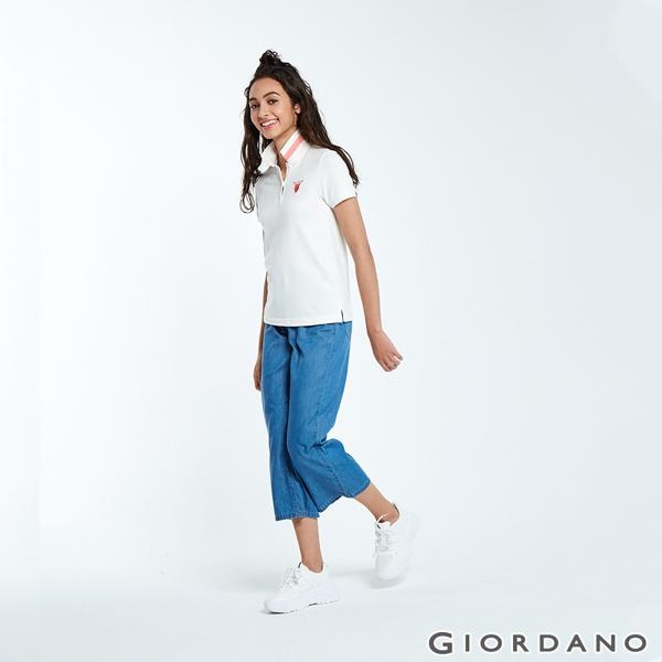 GIORDANO 女裝純棉薄牛仔九分寬褲-77 淺藍