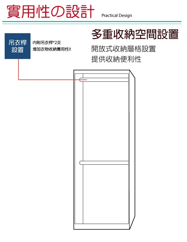 文創集 波泰2.7尺四門雙吊衣櫃/收納櫃(二色)-81.8x56x203cm-免組