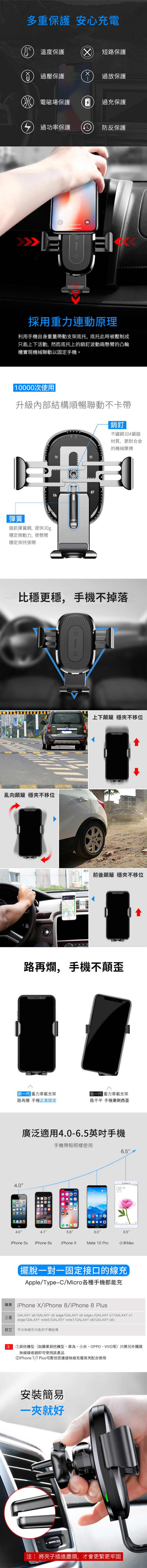 Baseus倍思 車載無線充電器 吸盤式 紅外線感應 無線快充 車載支架 導航支架