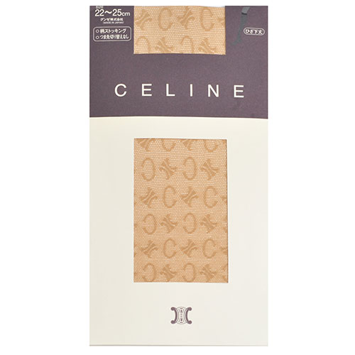 CELINE 繽紛品牌LOGO花紋半統襪(膚)