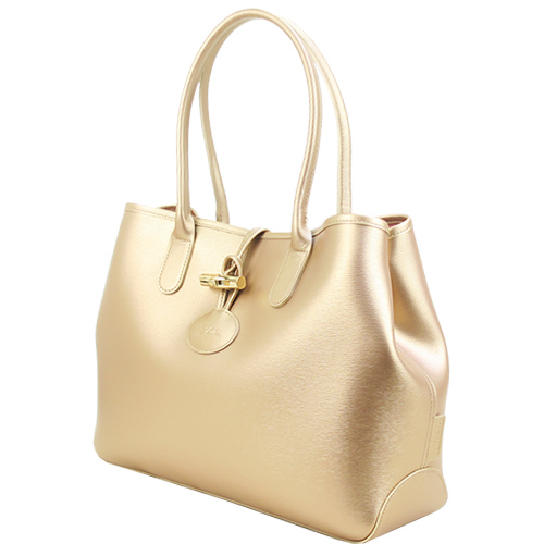 Longchamp Roseau Metal系列 竹節肩背包-金