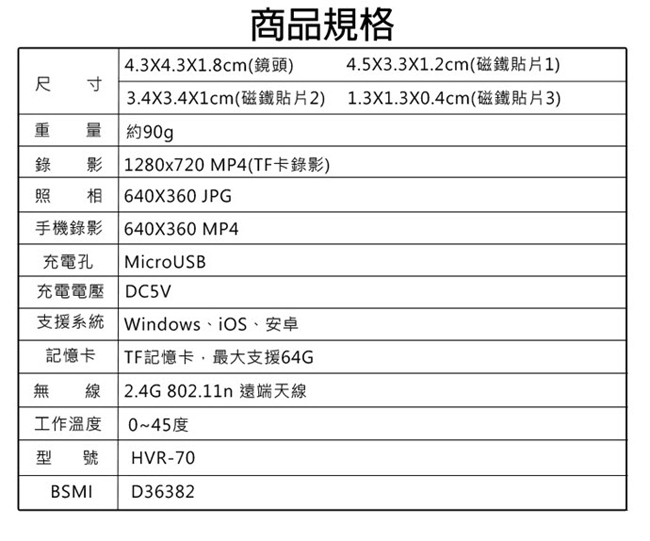 MVRC1 磁吸式網路微型攝影機