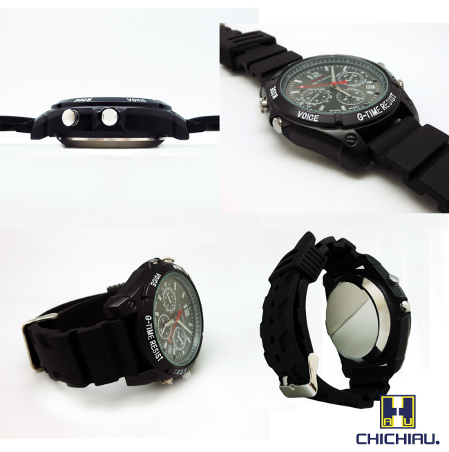 【CHICHIAU】1080P偽裝防水橡膠帶手錶16G夜視微型攝影機