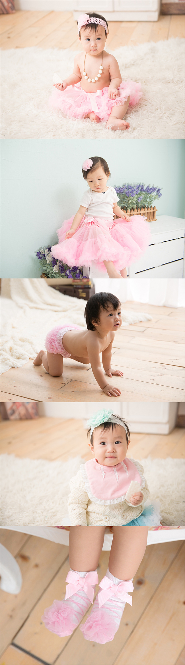 日安朵朵 女嬰童蓬蓬裙禮盒組 - 粉嫩小公主睡美人 (裙+圍兜+寶寶襪)