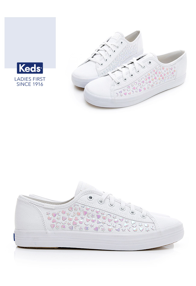 Keds KICKSTART 閃爍星空帆布鞋-白