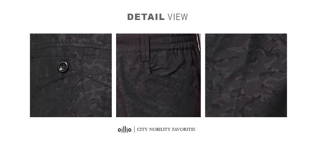 oillio歐洲貴族 休閒質感紋路短褲 超柔不易皺褲料 黑色