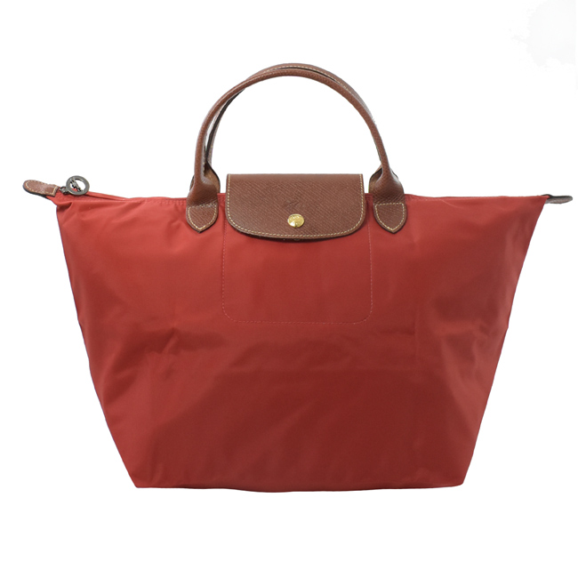 LONGCHAMP Le Pliage Nylon尼龍短把手提包(暗紅/M)