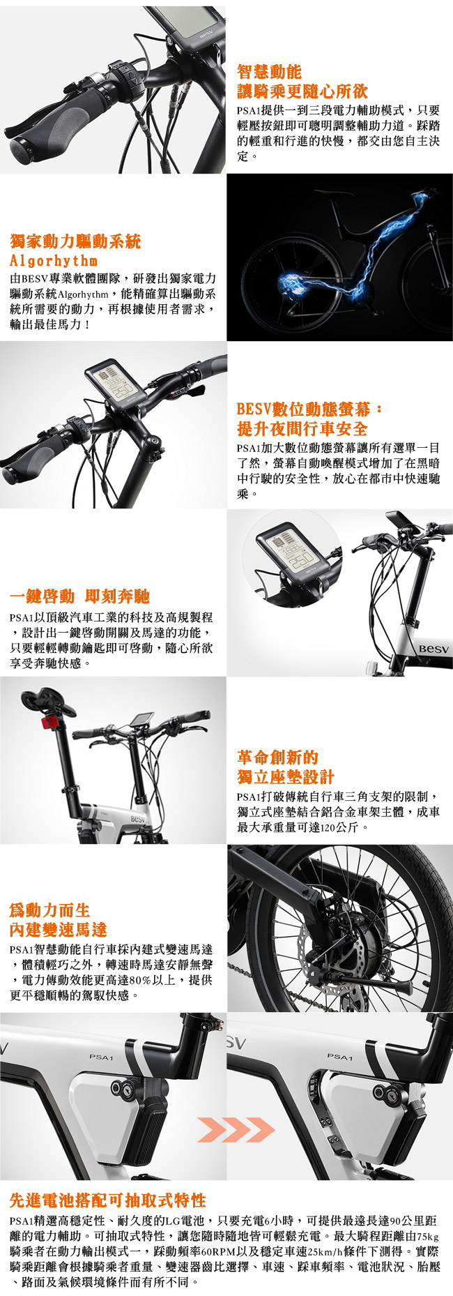 《BESV》PSA1 智慧動能電動自行車 20吋 紅色 E-BIKE