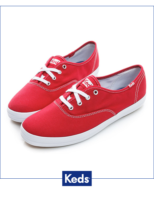 Keds 品牌經典綁帶休閒鞋-紅色