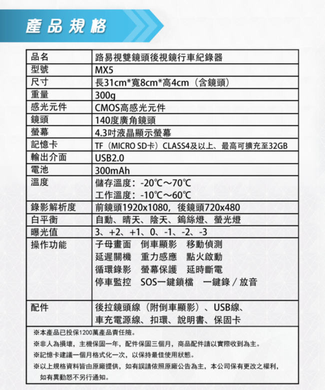 【路易視】MX5 後視鏡行車記錄器(贈名片型行動電源)