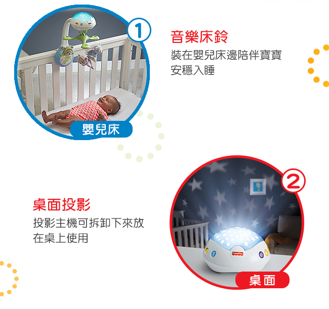 奇哥 Fisher-Price 費雪 三合一投影小熊床鈴