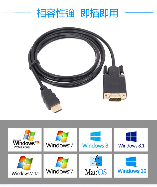 LineQ HDMI轉VGA轉接線-1.8米 HDMI(公) TO VGA(公)