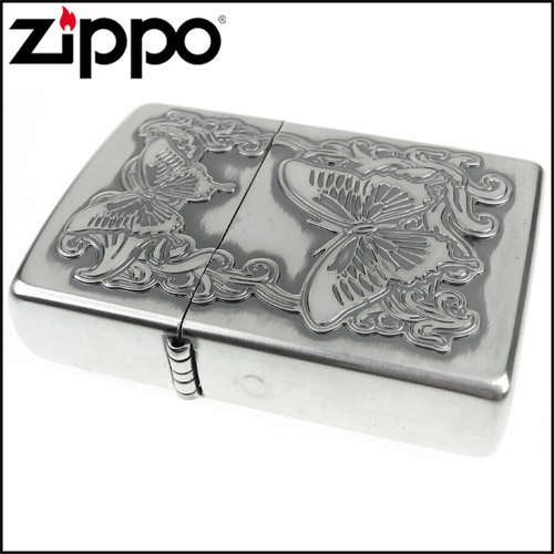 ZIPPO 日系~蝴蝶圖案-深蝕刻貼片兩面加工打火機