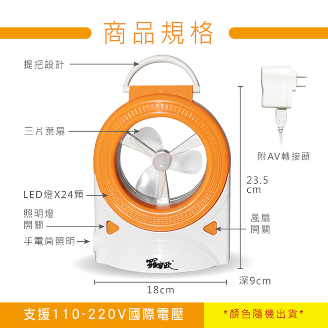 羅蜜歐 USB/AC 充電/插電2用LED燈風扇