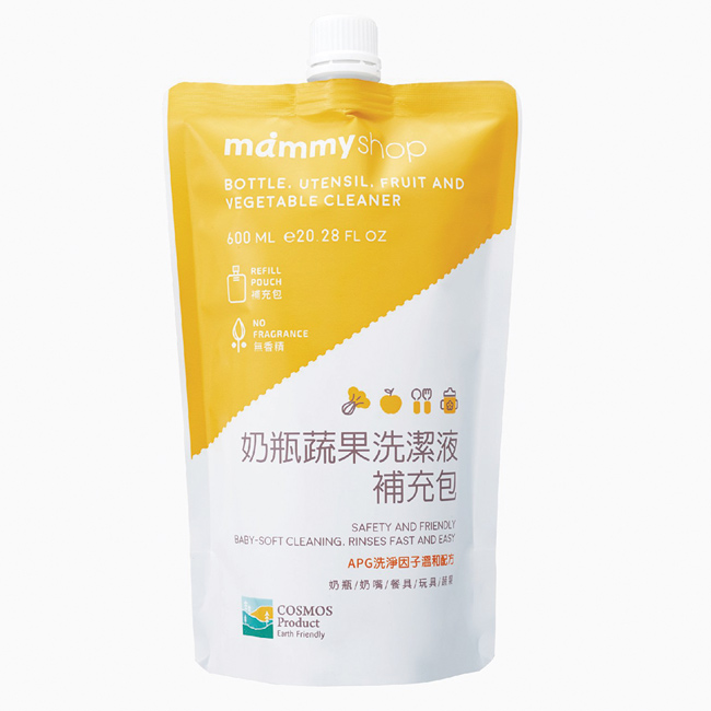 媽咪小站-奶瓶蔬果洗潔液(600ml)補充包3入組