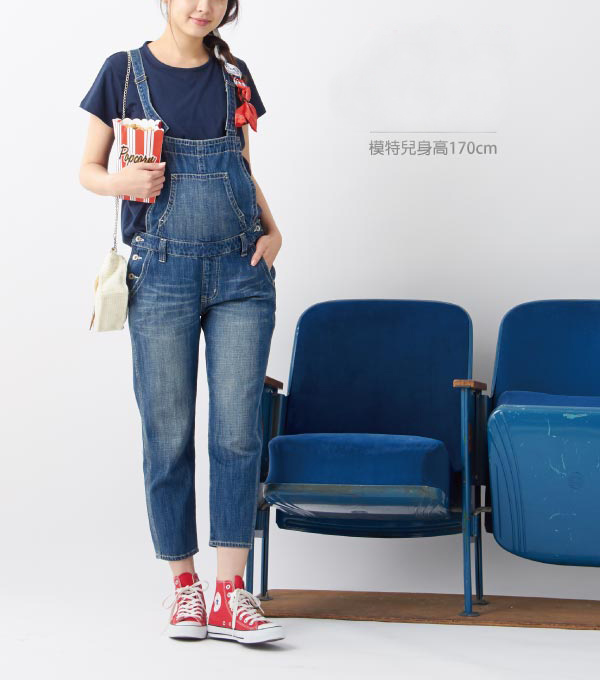 日本雜誌款-孕婦連身吊帶9分褲(牛仔藍)