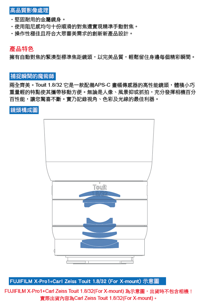 Zeiss Touit 1.8/32 (公司貨) For X-mount