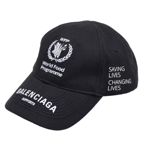 BALENCIAGA WORLD FOOD PROGRAMME刺繡鴨舌帽(黑)