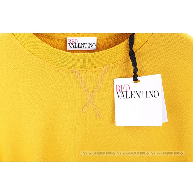 RED VALENTINO 荷葉拼接錫蘭黃棉質混紡運動衫