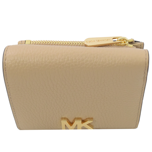 MICHAEL KORS MONTGOMERY大金屬MK字釦式零錢短夾(淡褐色)