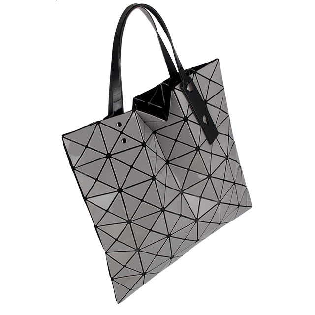 ISSEY MIYAKE 三宅一生BAOBAO跳色背帶三角方格6x6透光手提包(灰色)