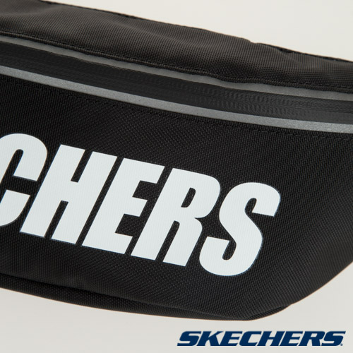 SKECHERS 印字腰包 黑 - SMBUS19D006-BLAK