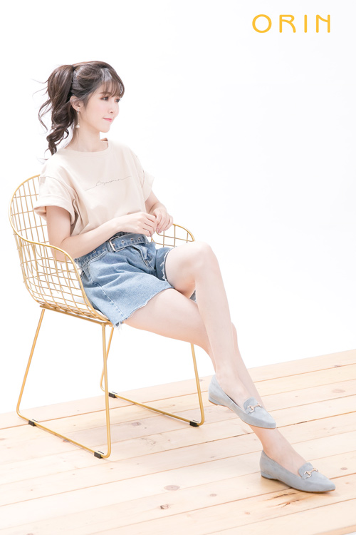 ORIN 經典復古 氣質馬蹄扣百搭樂福平底鞋-藍灰