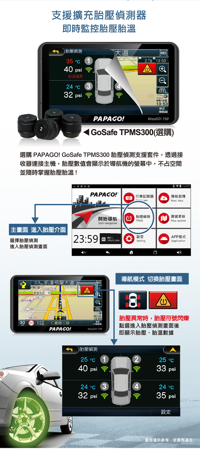 PAPAGO! WayGO! 730多功能Wi-Fi 7吋聲控導航行車記錄器