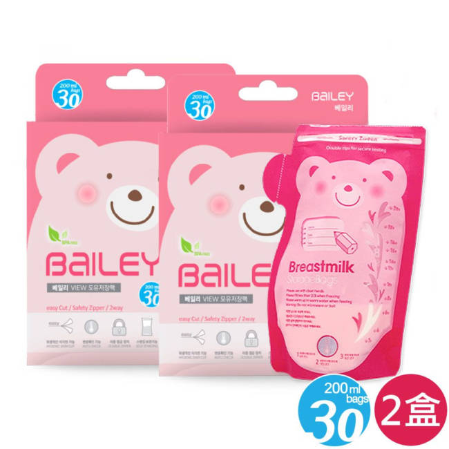 韓國BAILEY貝睿 感溫母乳儲存袋-壺嘴型30入(2盒)