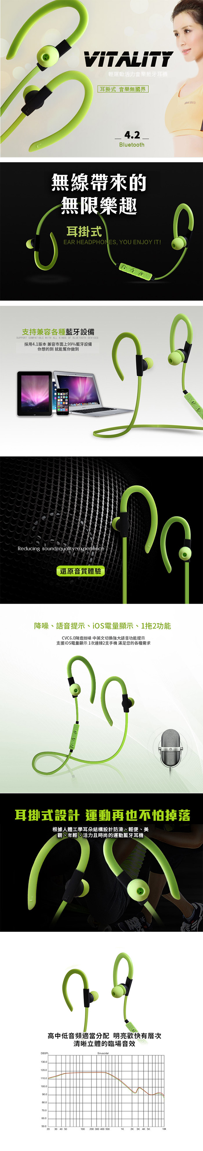 YANG YI 揚邑 YS55運動立體聲耳掛入耳式IPX4級防潑水時尚藍牙耳機