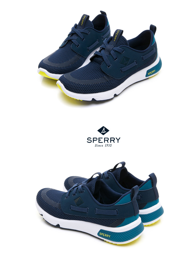 SPERRY 7SEAS亮眼撞色休閒機能鞋(中性款)-海軍藍