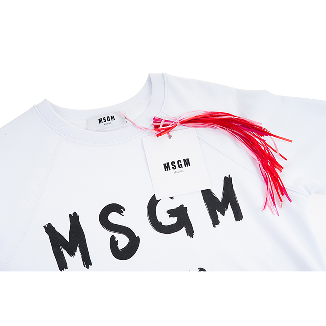 MSGM 經典油漆塗鴉英文字母長袖上衣 (白色)