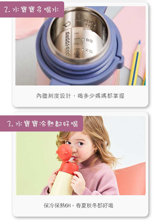 韓國 BEDDY BEAR 316不鏽鋼可背式兒童水壺300ML(4款可選)