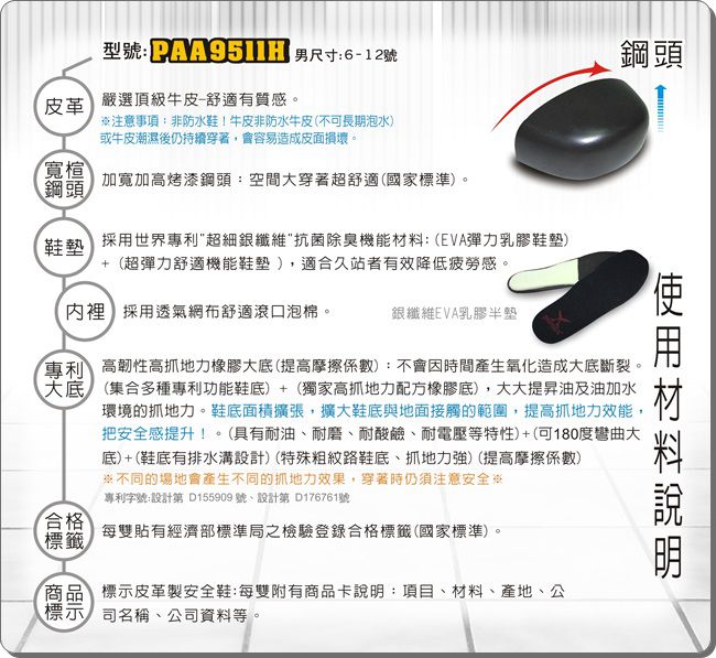 PAMAX 帕瑪斯-超彈力氣墊止滑安全鞋.黏貼式-PAA9511H