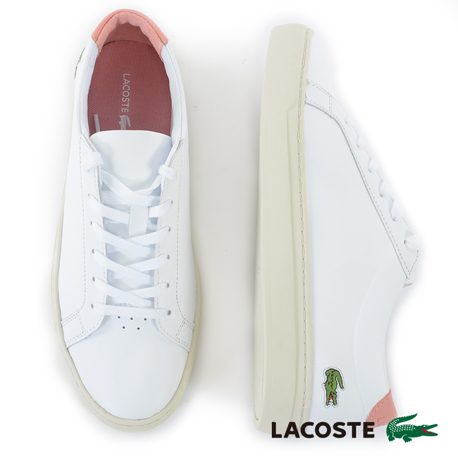 LACOSTE 女用真皮運動休閒鞋-白色