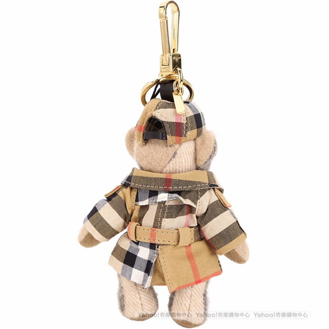 BURBERRY THOMAS Vintage 格紋風衣泰迪熊吊飾(駝色)