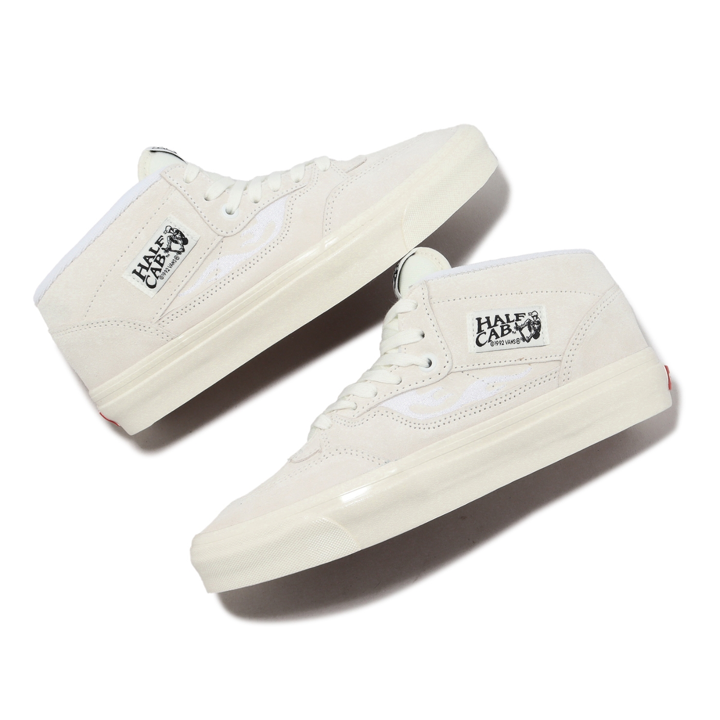 Vans 休閒鞋Half Cab 33 DX 米白黑男鞋中筒火焰絨面VN0A5KX6WHT | 休閒