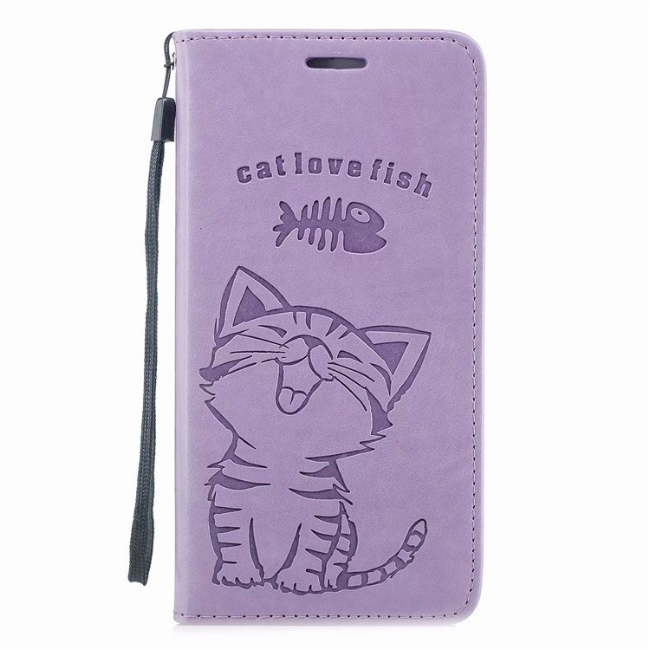 PKG 三星S10 側翻式皮套-側翻皮套-壓紋貓咪