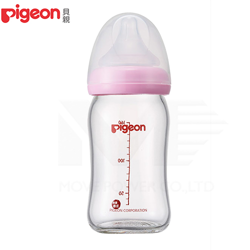 【任選】日本《Pigeon 貝親》母乳實感寬口玻璃奶瓶【粉紅160ml】