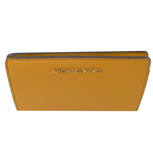 MICHAEL KORS Jet Set 金屬logo對開中夾(黃)