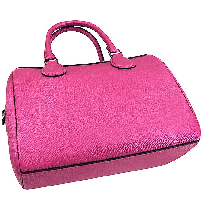 COACH 桃紅色光澤防刮皮革波士頓兩用包