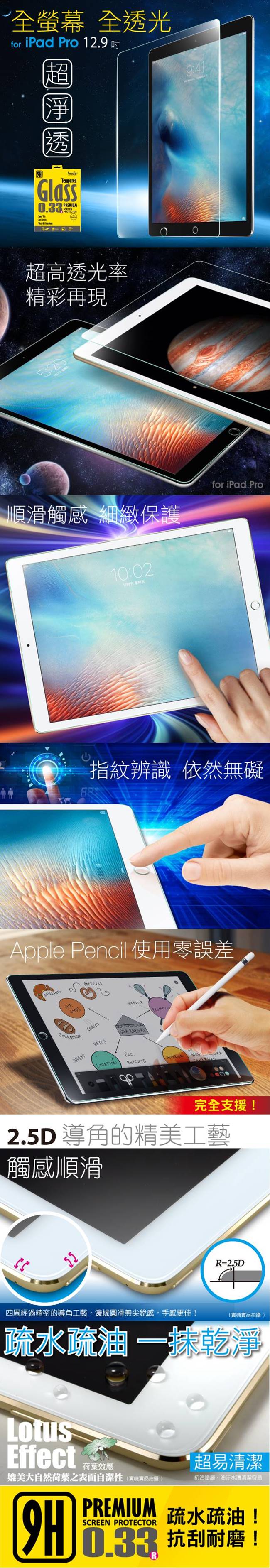 【hoda】iPad Pro 12.9吋(2018)全透明高透光9H鋼化玻璃保護貼