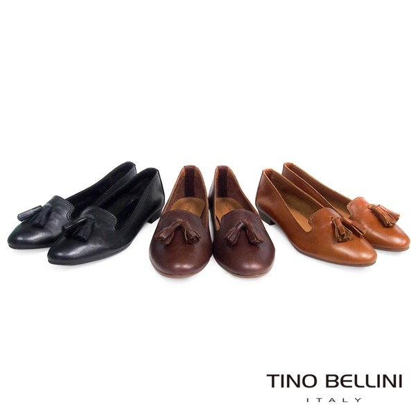 Tino Bellini 義大利進口小流蘇真皮樂福鞋 _ 黑
