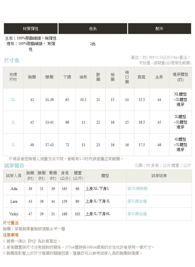 袖透膚感蕾絲雕花拼接腰鬆緊長洋裝-OB大尺碼