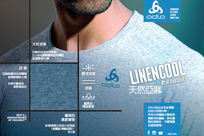 Odlo 女 銀離子抗菌 快乾 LINENCOOL 短T-SHIRT 淺灰麻花