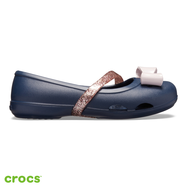 Crocs 卡駱馳 (童鞋) 莉娜女孩奇趣平底鞋 205529-410